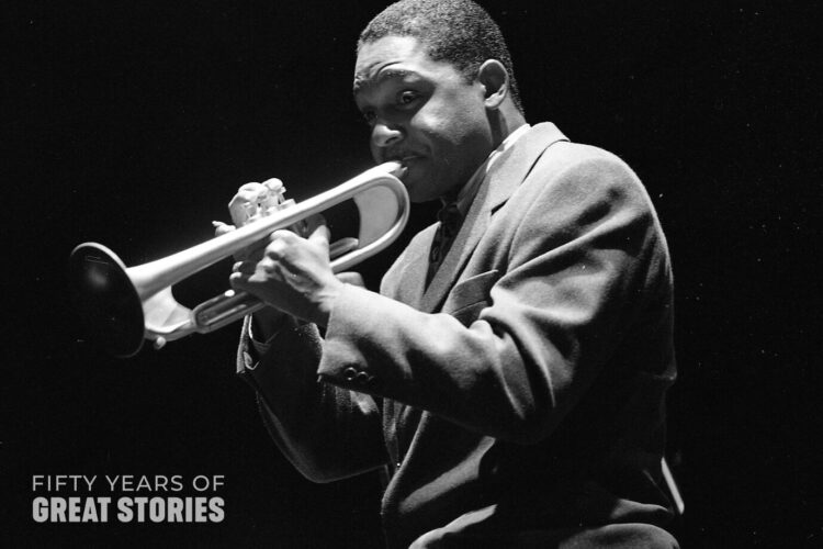 Black And White Photo Of Wynton Marsalis Playing The Trumpet