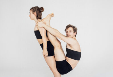 Agathe And Adrien Posing In An Acrobatic Move