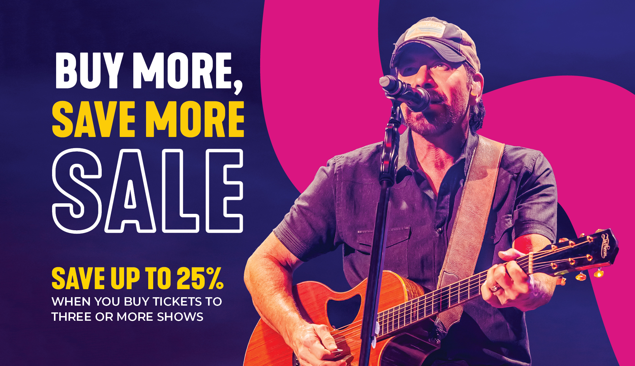 Buy More, Save More Sale with Rodney Atkins playing guitar and singing into microphone