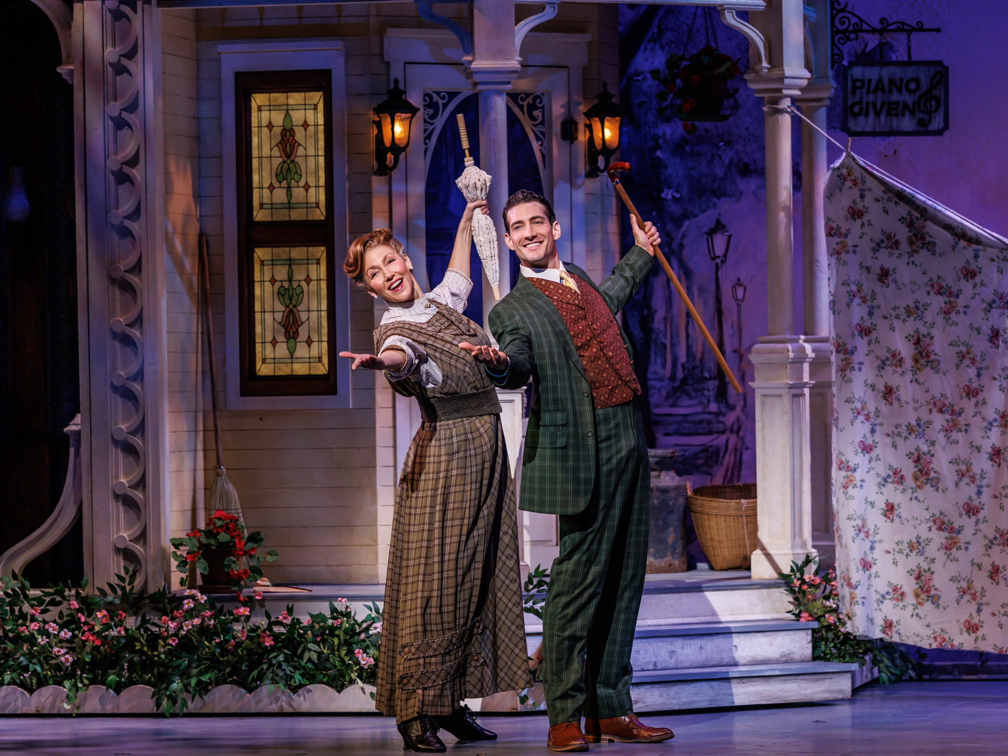 A man and a woman from The Music Man on stage